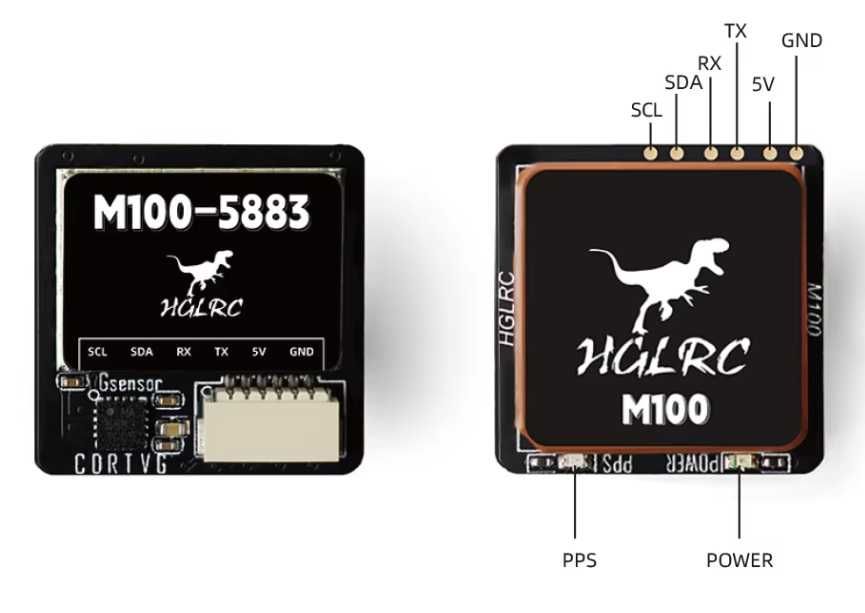 Модуль GPS HGLRC M100-5883 M10 с компасом. 21x21 мм.