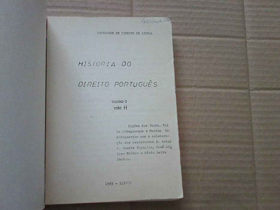 História do Direito Português, Vol. I, Tomo II