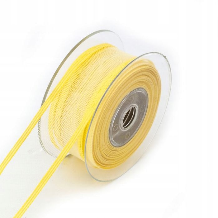 Wstążka żyłkowa Pusty Środek  Żółty 4cm/10m
