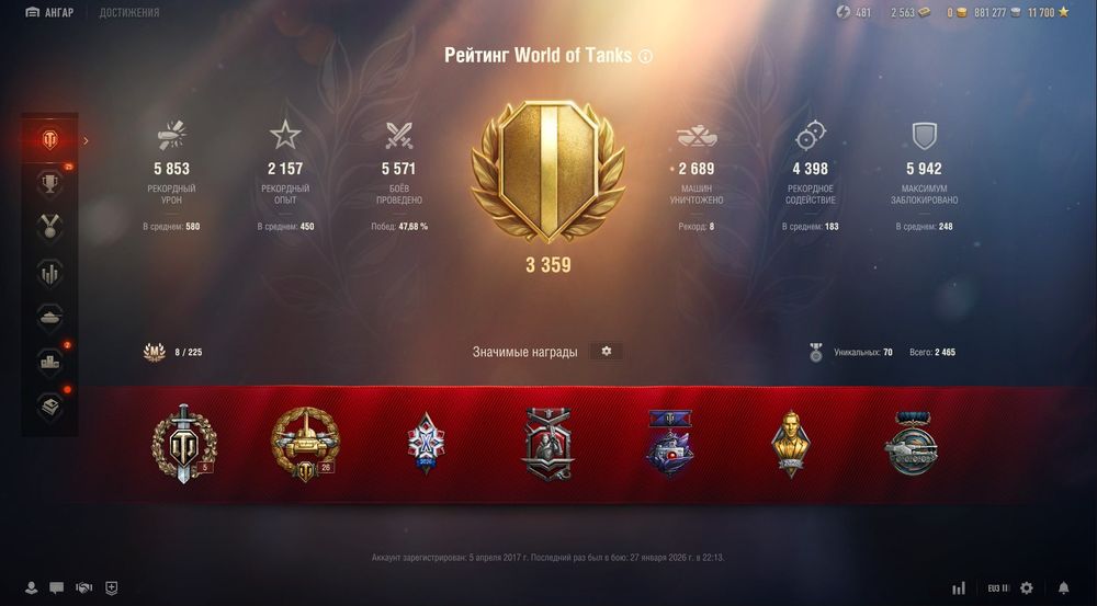 Аккаунт Ворлд оф Танкс