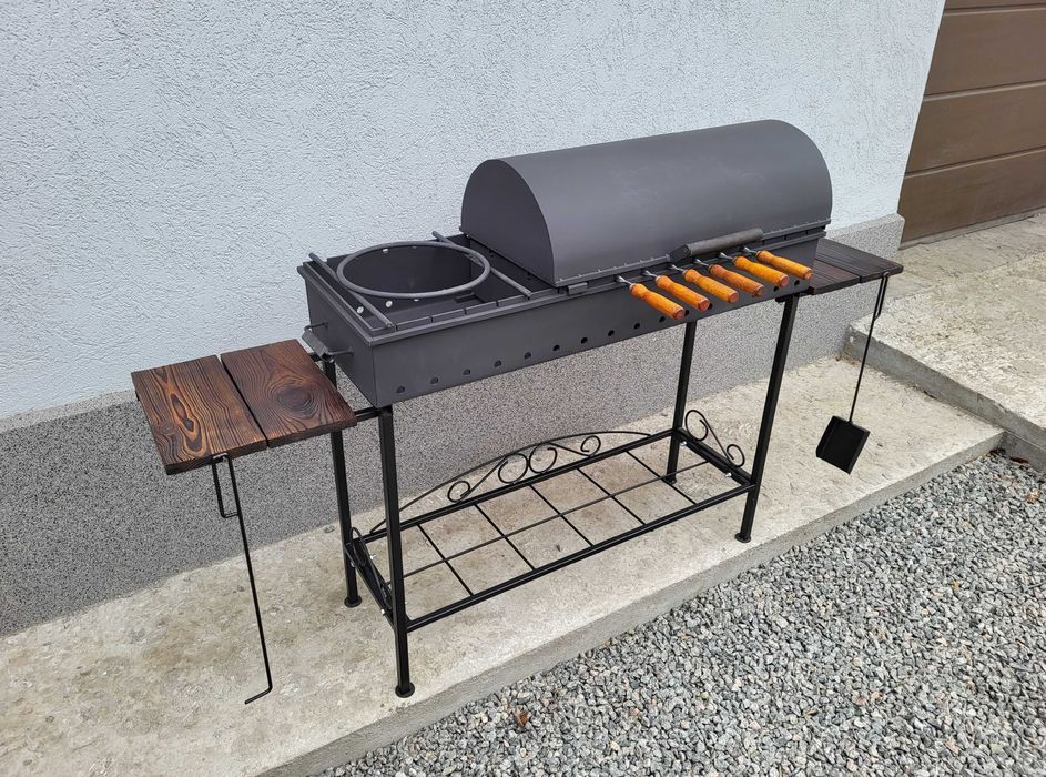 Усиление 10мм! Не поведет! Мангал Барбекю с Крышкой/ Печь под Казан