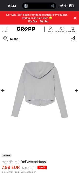 Худі на блискавці cropp M