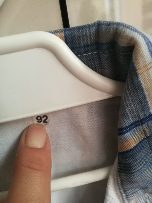 Koszula długi rękaw chłopiec krata kratka 92 napis na plecach