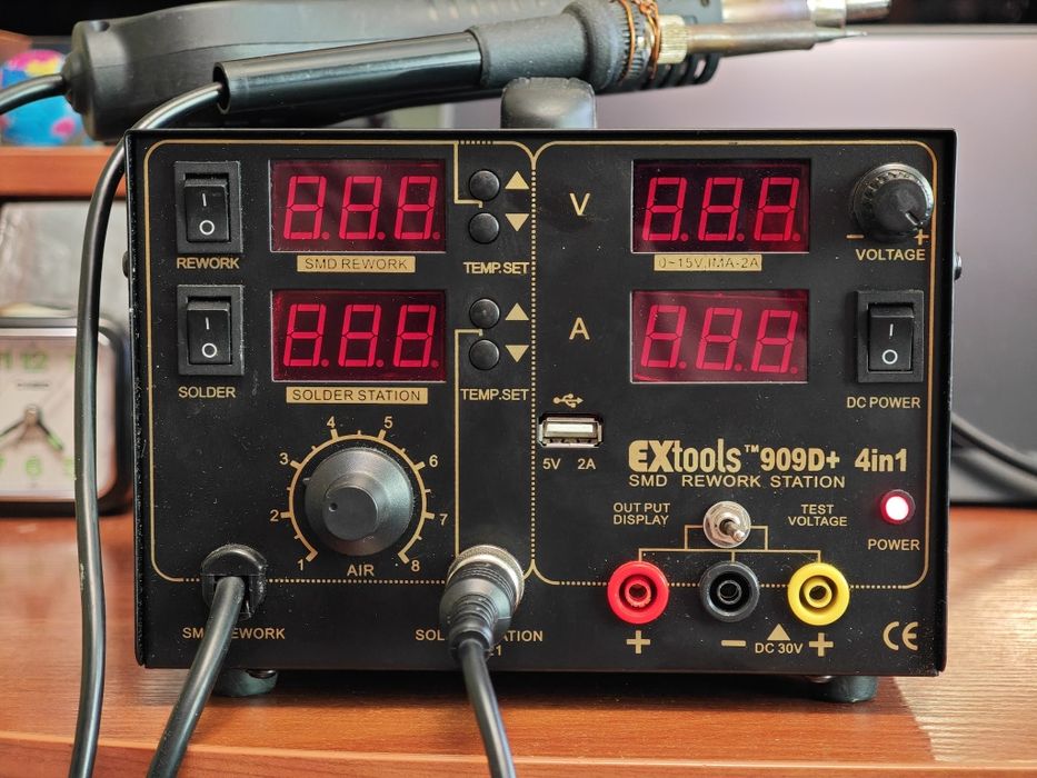 Паяльная станция EXtools 909D+ 4in1 ( паяльник + фен + тестер + USB ...