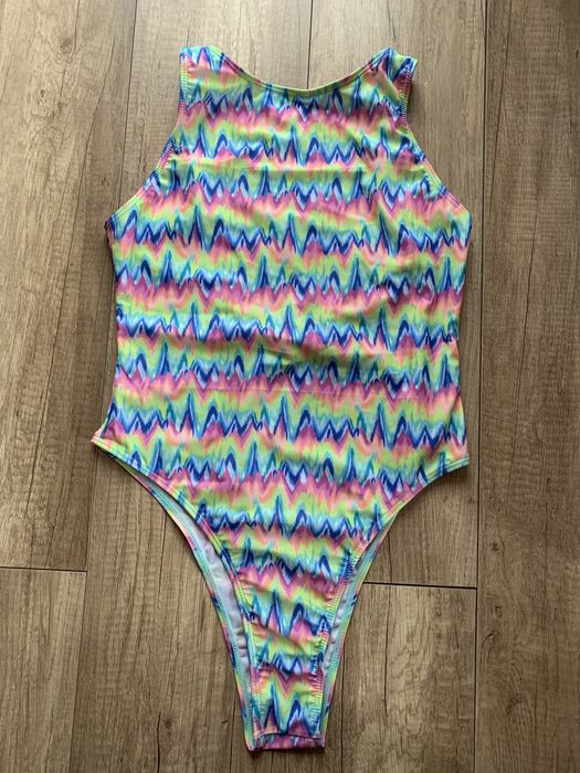 Boohoo wzorzysty jednoczęściowy kostium kąpielowy bez dekoltu 38/40