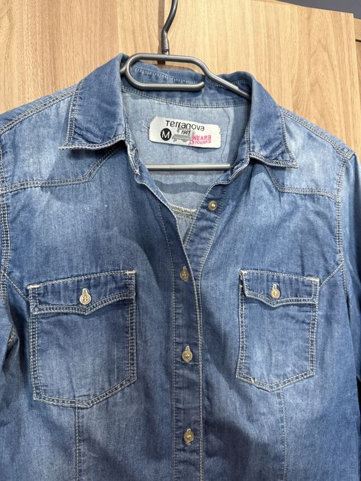 Koszula z długim rękawem, cienki jeans, rozmiar M 38, Terranova