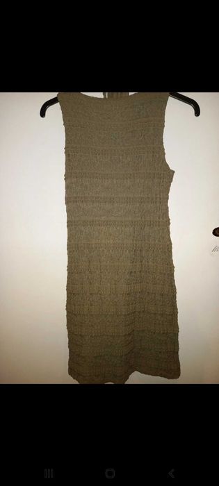 Vestido justo verde (caqui), com echarp igual - S - Promod