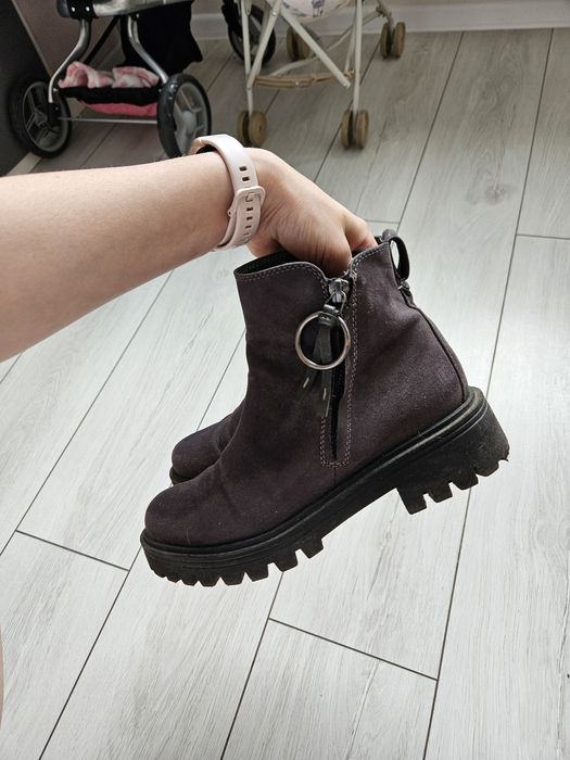 Botki buty ocieplane 36 deichmann szare wąskie