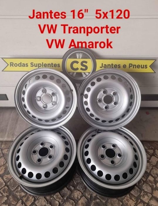 4 jantes 16 ferro VW Transporter T5 e T6, Amarok, furação 5x120 Originais