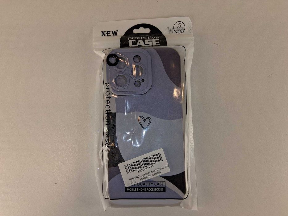 E070 Etui iPhone 14 Pro Max Fioletowe Wzór Serce Ochronne
