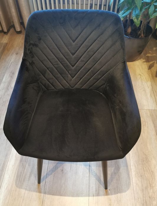 Krzesła tapicerowane czarne 6 szt