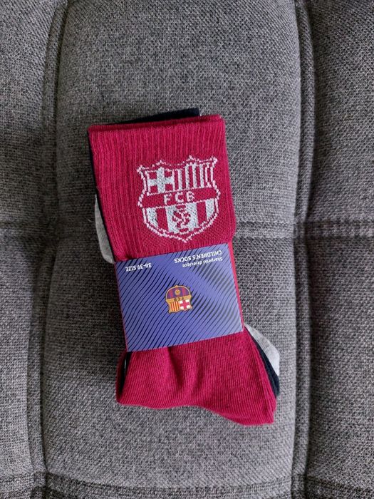 3 pary skarpet FC Barcelona, chłopięce 36-39