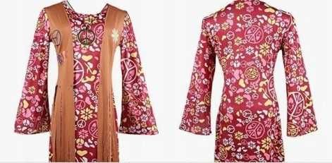 Kostium Strój Sukienka Kolorowa Disco LATA 70 Hipiska rozm. S