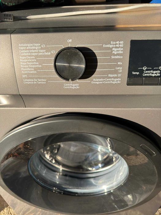 Hisense WFQP8014EVMT lavar a vapor, 8 kg, porta XL, Inox, Classe A