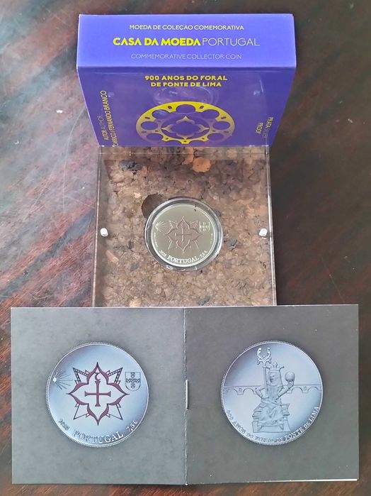 Moeda 7,5€ 2025 Prata Proof 900 Anos Foral Ponte Lima Estado Nova