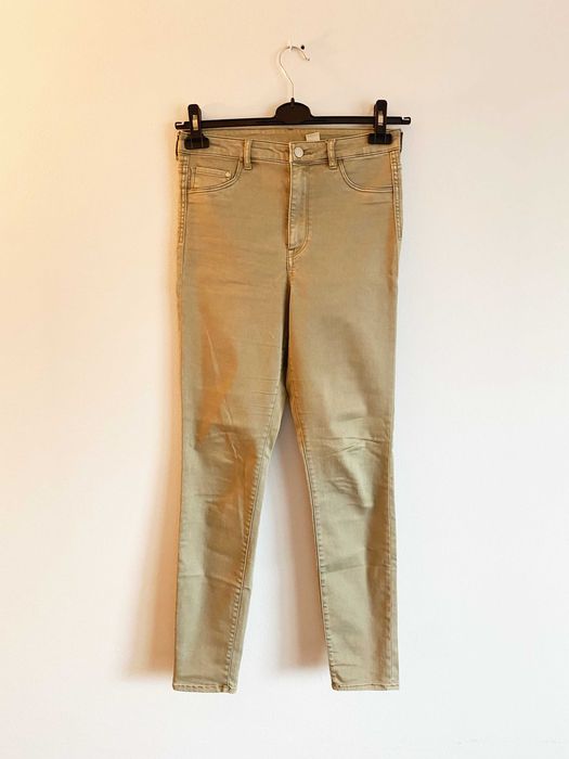 Beżowe jeansy Skinny High Waist