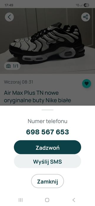 Buty nike rozmiar 40 oszustwo