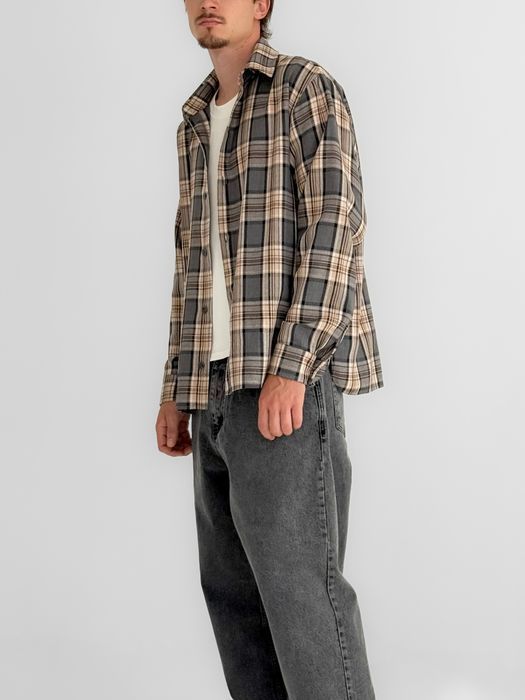 Сорочка чоловіча в клітинку з довгим рукавом Рубашка мужская клетка XL