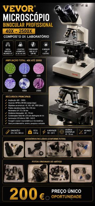 Microscópio 200€. Oportunidade