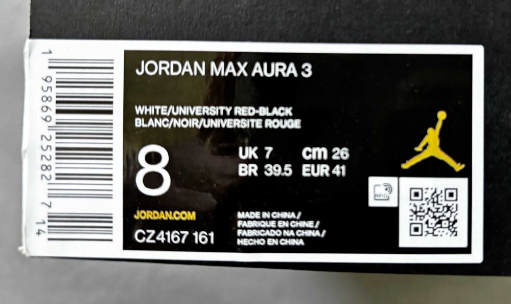 Jordan Max Aura 3 rozm. 41 (26cm) white-red-black