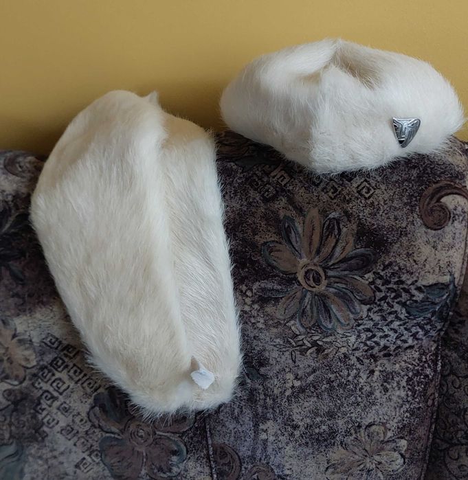 Beret i kołnierz z nutrii