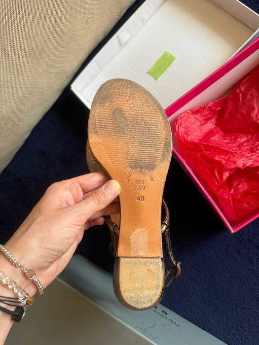 Venezia sandałki ze skóry z kryształkami złote seksowne włoskie cudo!