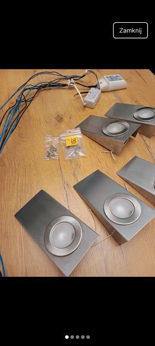 Zestaw 5 szt. nierdzewnych lamp podszafkowych z dwoma zasilaczami i ża