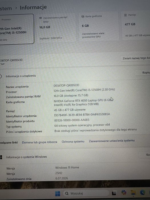 Gigabyte rtx 4050 i5 16gb 512 ssd 144 hz