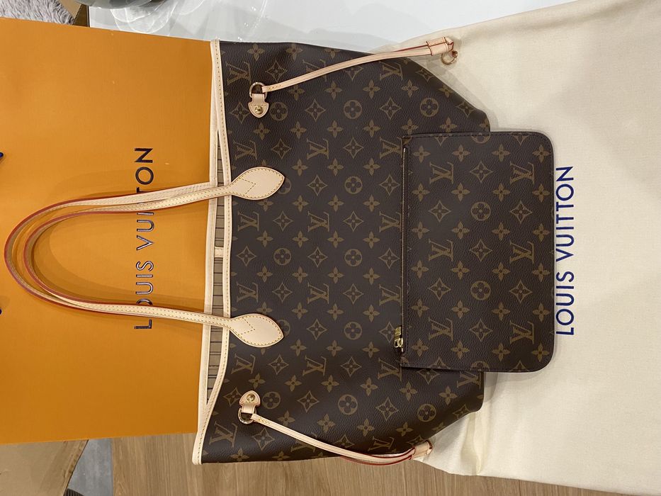 Torebka shopper Louis Vuitton Neverfull MM Monogram skóra naturalna