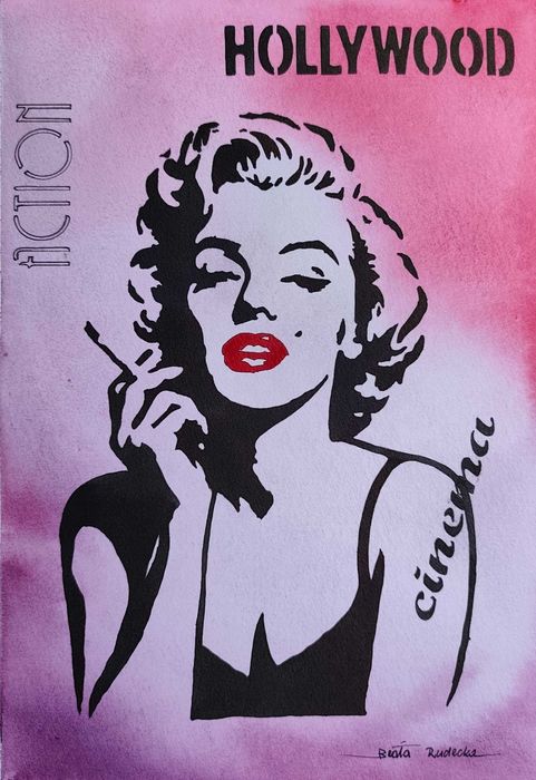 Akwarela Marilyn Monroe unikat, pop art - oryginał Hand made, ręcznie malowane