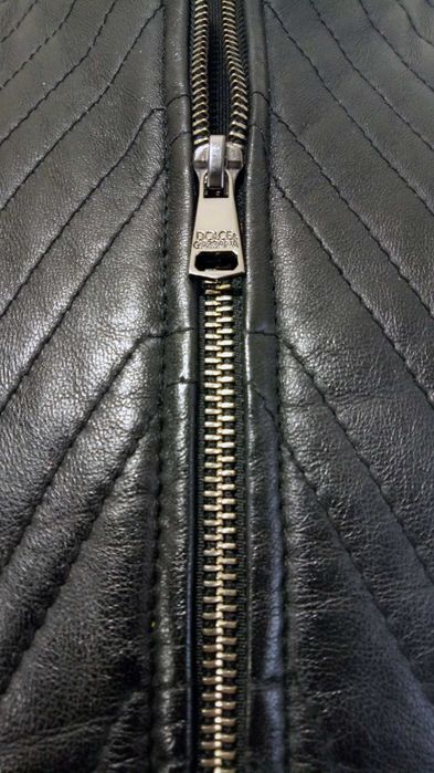 Роскошная стеганая кожаная мужская куртка DG. 100% овечья кожа.