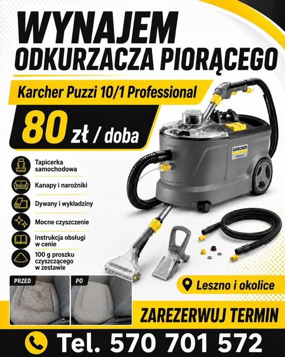 Odkurzacz Piorący KARCHER WYNAJEM Mocny Piorący tapicerkę