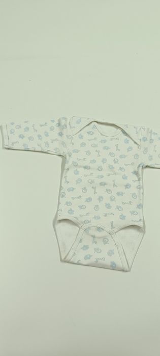 Body bebé 3 meses em algodão. Cor azul e branco