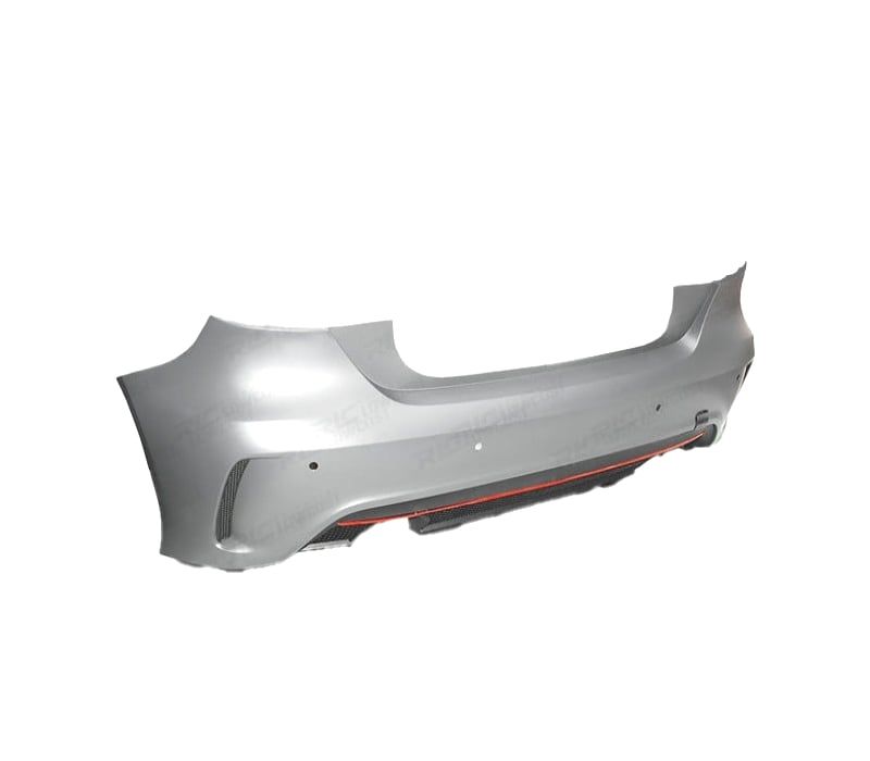 PARA-CHOQUES TRASEIRO MERCEDES CLASSE A W176 LOOK AMG PDC FRISO VERMELHO