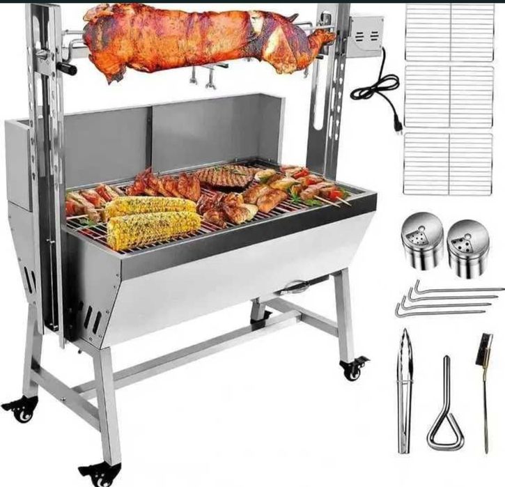 Grelhador INOX com motor rotativo elétrico