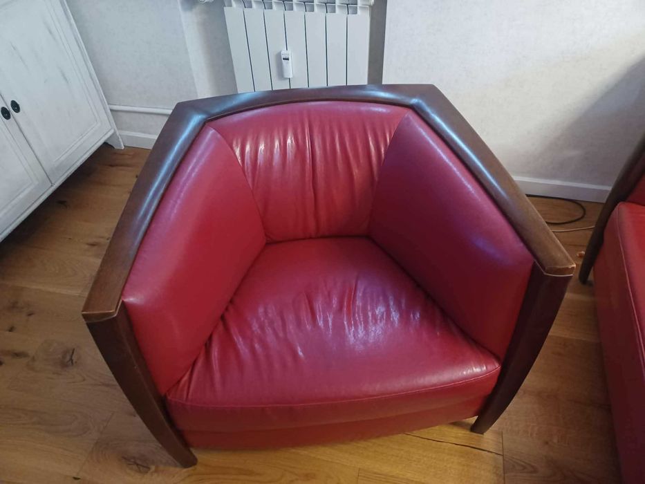 kanapa + 2 fotele - skóra naturalna