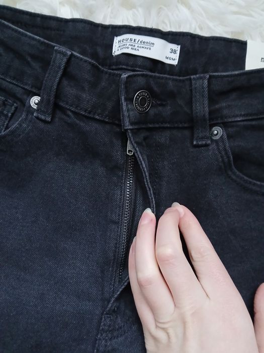 Czarne jeansy czarne M mom jeans M