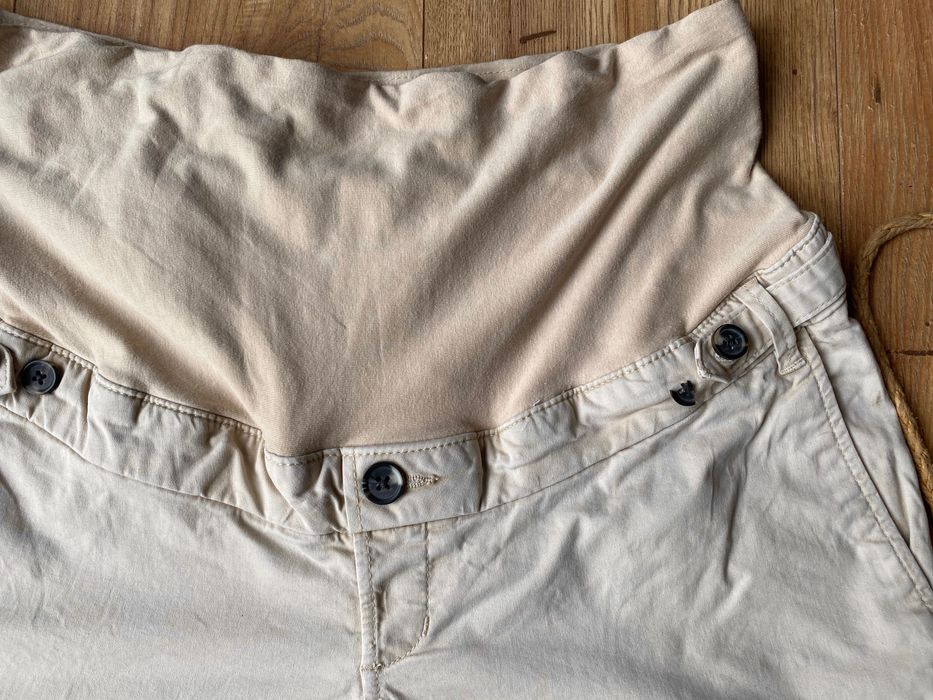 Spodnie proste ciazowe kremowe bezowe 42 HM H&M Mama