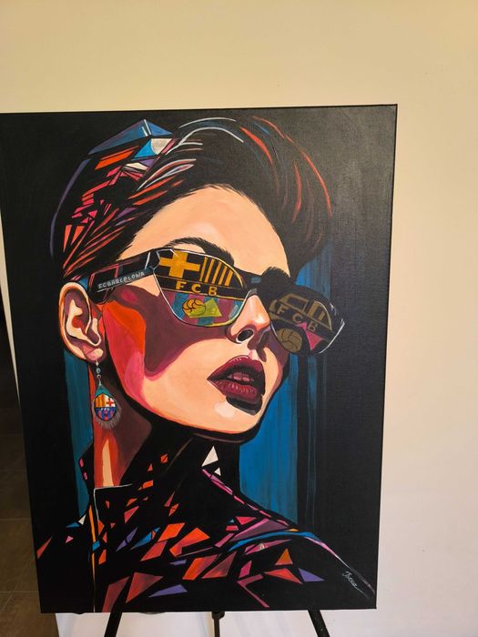 Obraz, dla fana FC Barcelona, ręcznie malowany 50x70