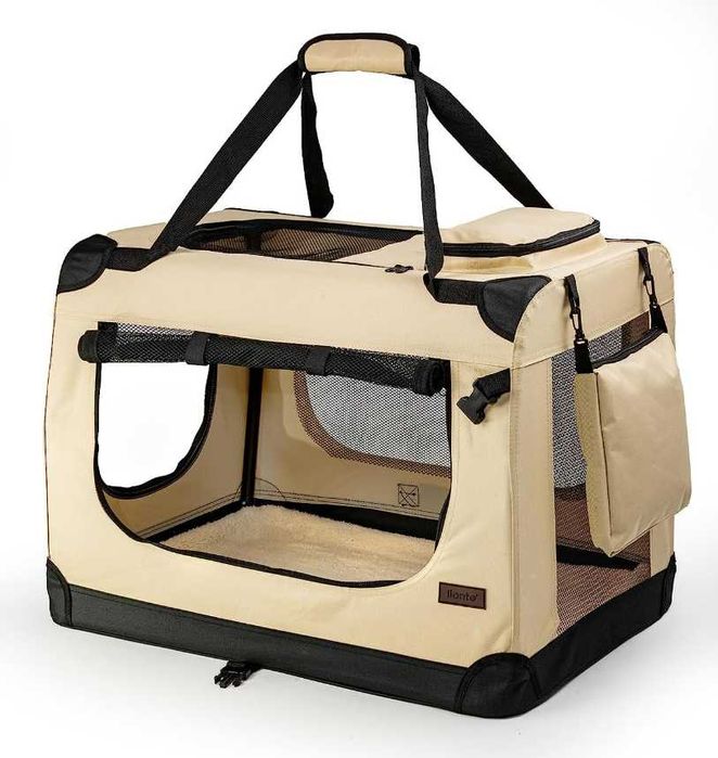 Transporter dla psa 101x69x70cm beżowy z wentylacją, duży - O103