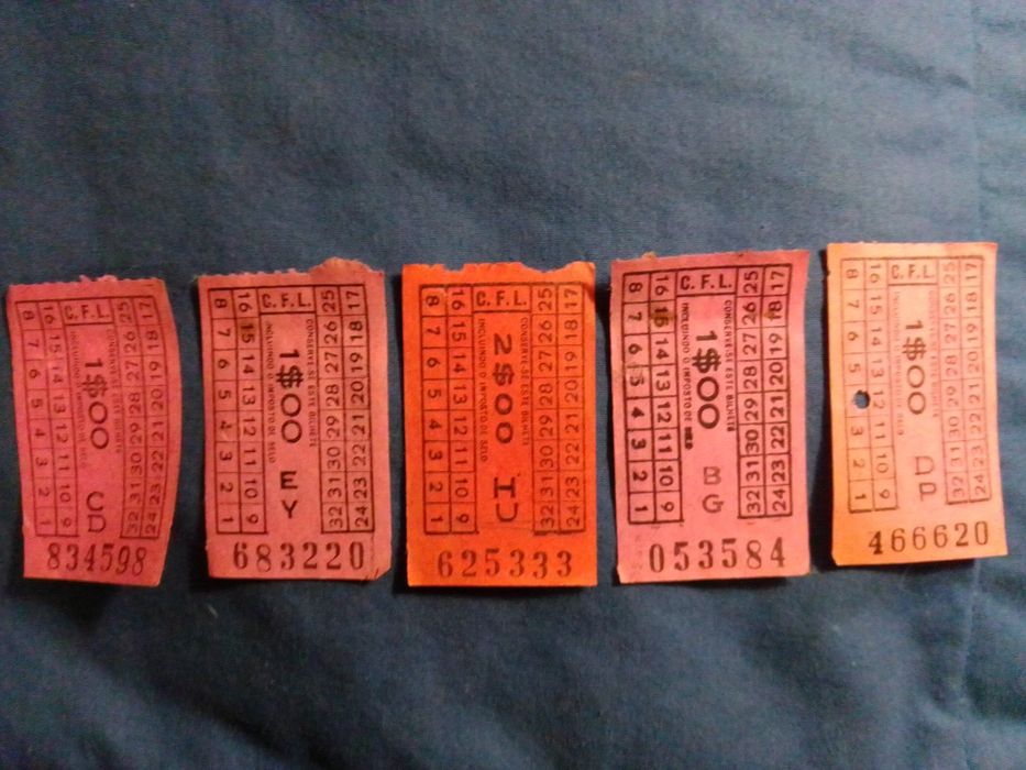 Conjunto de 5 Bilhetes da Carris