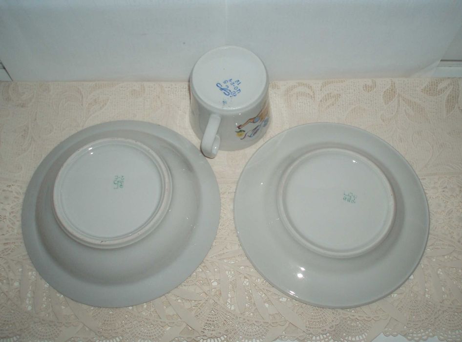 Фарфор новое трио детской посуды  чашка тарелка Барановка