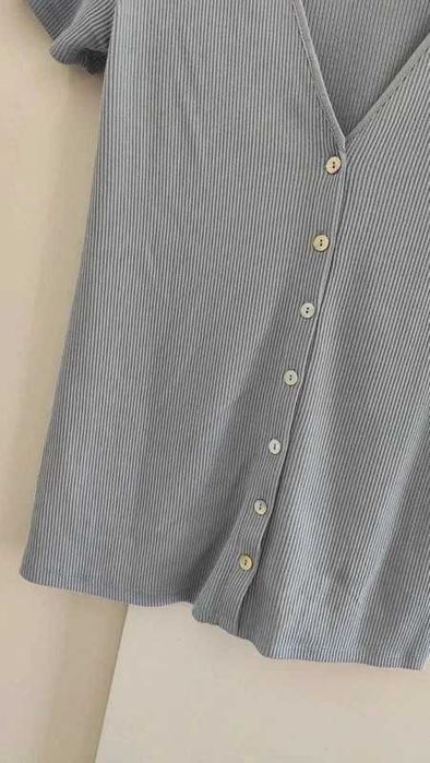 Camisola manga curta canelada Zara S 49% viscose