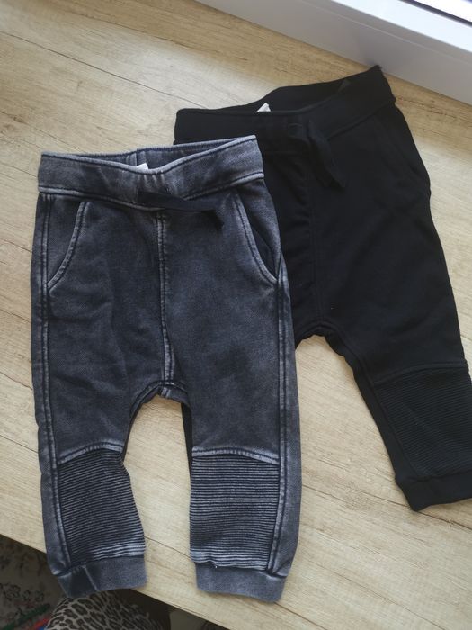 Nowe joggersy H&M 74 zestaw czarne szare