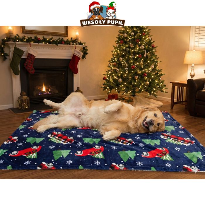Legowisko Świąteczne Dla Psa z Barankiem 150x100cm - Wysoka Jakość