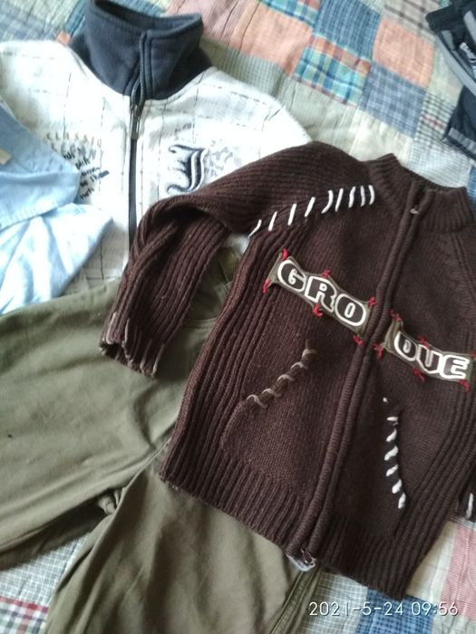 128 chłopiec  zestaw ubrań  spodnie sweter bluza koszula