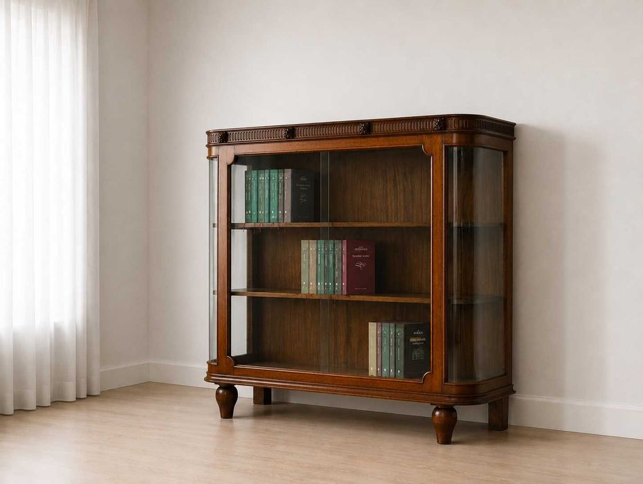 Witryna Biblioteczka Komoda Antyk - orzech, rzeźby