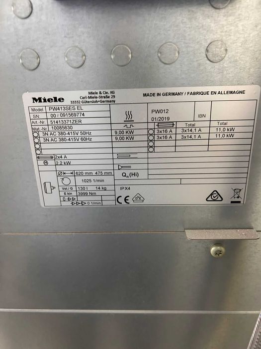Lavandaria profissional completa Miele - 9 Máquinas