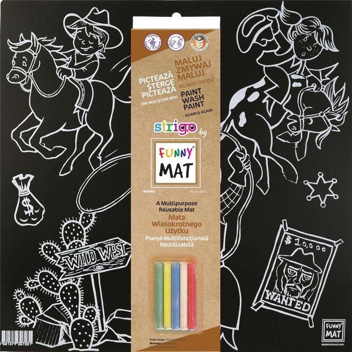 Mata czarna + kreda Western Funny Mat STRIGO Strigo ,405x405 mm