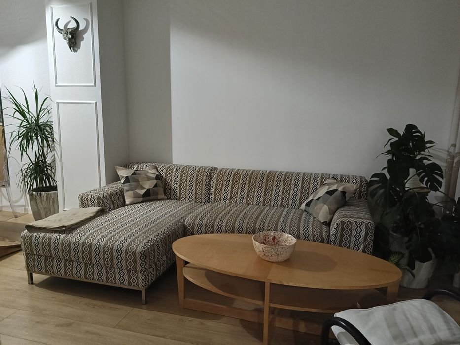 Sofa skórzana Ikea (narożnik) + pokrowiec Dekoria